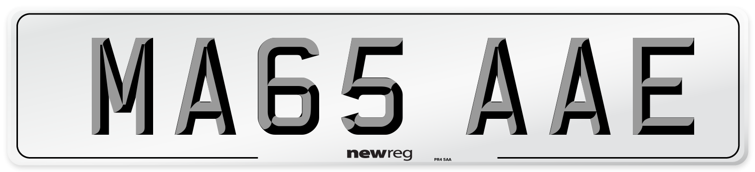 MA65 AAE Number Plate from New Reg